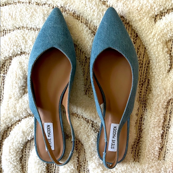Steve Madden Denim Blue Slingback Flats - Picture 1 of 3